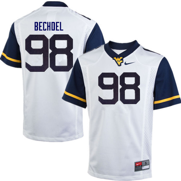 NCAA Men's Leighton Bechdel West Virginia Mountaineers White #98 Nike Stitched Football College Authentic Jersey JZ23X72LH